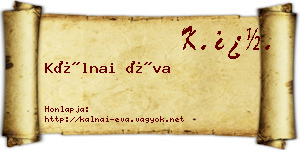 Kálnai Éva névjegykártya